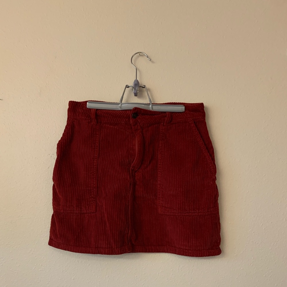 Abercrombie & Fitch red corduroy mini skirt